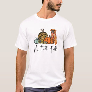 オール秋のカボチャボクサードッグ Tシャツ