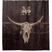 オール素朴ドウエスタンブラウンベージュブルスカルモノグラム シャワーカーテン (正面)