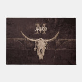 オール素朴ドウエスタンブルスカルブラウンベージュモノグラム ドアマット (正面)