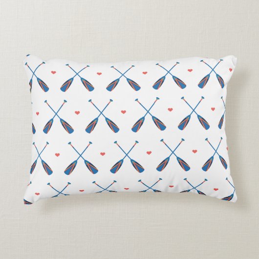 オール航海のハートブルーホワイトアクセントピロー アクセントクッション (正面)