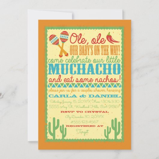 オーレオーレフィエスタベイビーシャワー招待状 招待状 (正面)