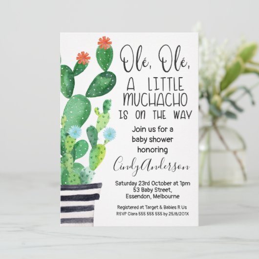 オーレオーレフェスタのテーマのベビーシャワーの招待状 招待状 (スタンド正面)