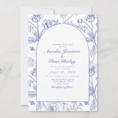 オーレリアチノワセリーブルービクトリアンフローラ結婚ズ 招待状 (正面)