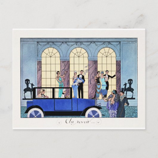 オーレヴォワール， 1920アールデコイラストレーション ポストカード (正面)