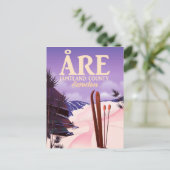 オーレ・スウェーデンのスキー旅行ポスター ポストカード (スタンド正面)