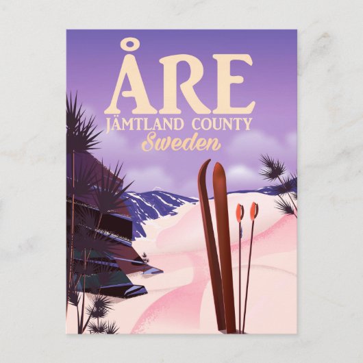 オーレ・スウェーデンのスキー旅行ポスター ポストカード (正面)