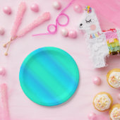 オーロストライプラターコイズ – 青、アクア ペーパープレート (パーティー)