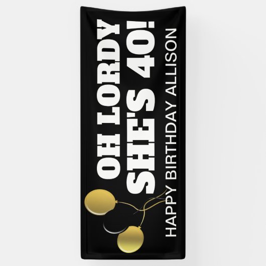 オーロディシーズ40ブラック金ゴールド誕生日 横断幕 (縦)