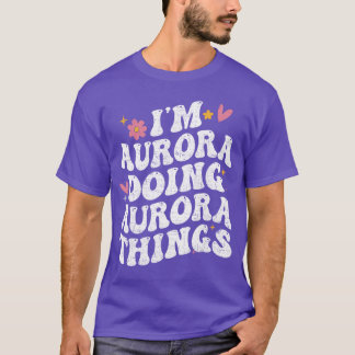 オーロラでオーロラなことをする レトロでグルーヴィーな オーロラ Tシャツ