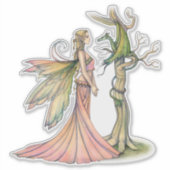 オーロラとドラゴン妖精アートby Molly Harrison シール (正面)