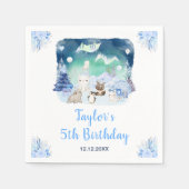 オーロラと北極の動物の誕生日 スタンダードカクテルナプキン (正面)