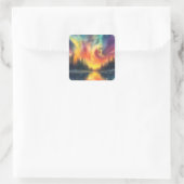 オーロラと星空の湖 スクエアシール (バッグ)