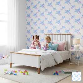 オーロラに触れた翼を持つユニコーン 壁紙