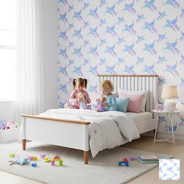 オーロラに触れた翼を持つユニコーン 壁紙 (クリエイターアップロード済み)