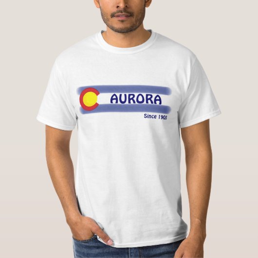 オーロラのコロラド州のローカル旗の価値ティー Tシャツ (正面)