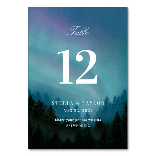 オーロラのテーブルいいえ テーブルナンバー (正面)