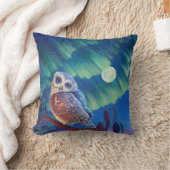 オーロラのフクロウおよび星明かりのフクロウ クッション (ブランケット)