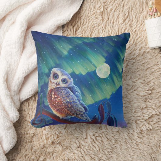 オーロラのフクロウおよび星明かりのフクロウ クッション (ブランケット)