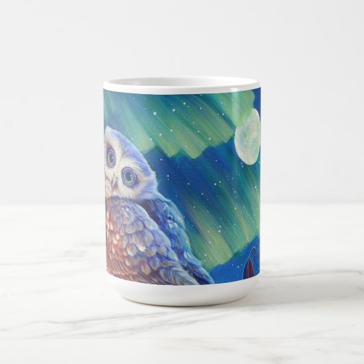 オーロラのフクロウ コーヒーマグカップ (中央)