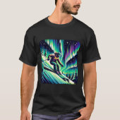 オーロラの下でのアドベンチャースキー Tシャツ (正面)