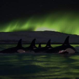 オーロラの下のキラークジラ – Orca ジグソーパズル