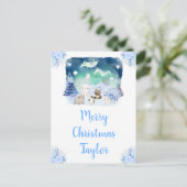 オーロラの北極の動物たち　クリスマスおめでとう シーズンポストカード (スタンド正面)