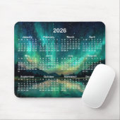 オーロラの夜空の風景 2026年カレンダー マウスパッド (マウス)