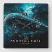 オーロラの希望、宇宙旅行by Xzendor7 スクエア壁時計 (正面)