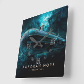 オーロラの希望、宇宙旅行by Xzendor7 スクエア壁時計 (傾斜)