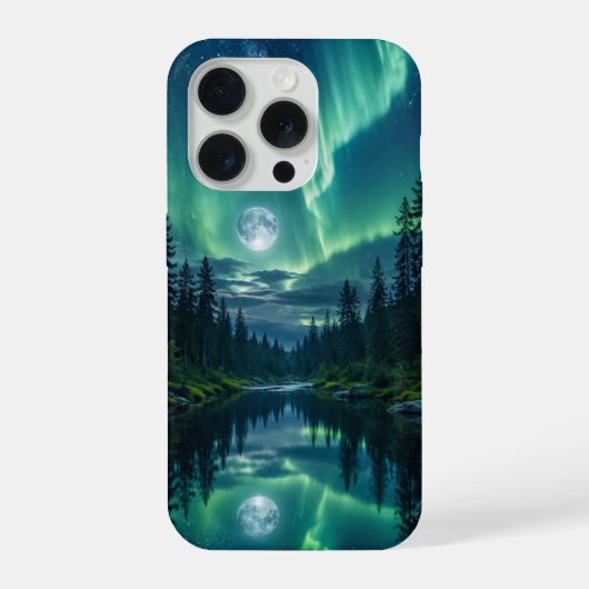 オーロラの森 iPhone 15 Pro カバー (裏面)