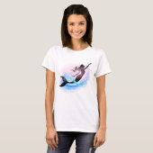 オーロラの潮流人魚 – 夢のような女性らしい海洋アート Tシャツ (正面フル)