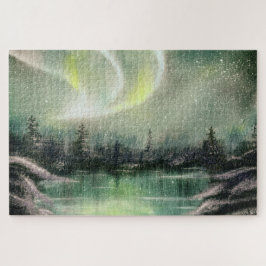 オーロラのBorealisのNorthern Lights夜景色 ジグソーパズル
