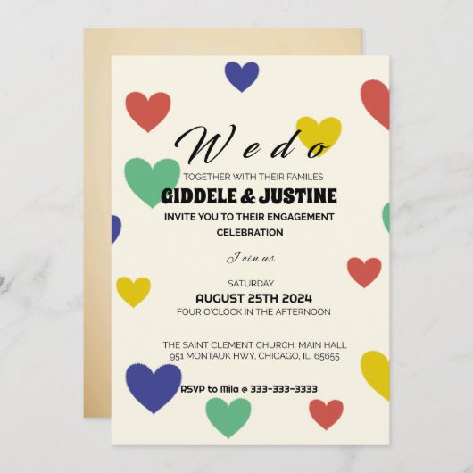 オーロラアモーレラブの金色の輝くダンス 招待状 (正面/裏面)