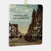 オーロライリノイ南ブロードウェイウォーターカラーアート1920 セラミックオーナメント (右)