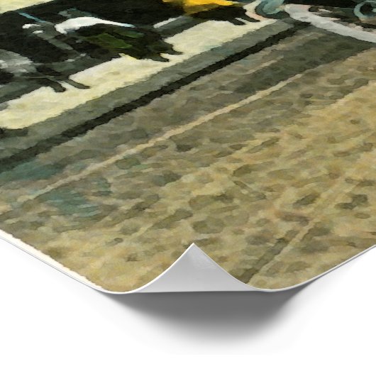 オーロライリノイ南ブロードウェイウォーターカラーアート1920 ポスター (角)