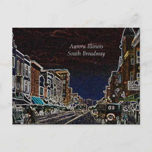 オーロライリノイ南ブロードウェイネオンアート1920 ポストカード (正面)