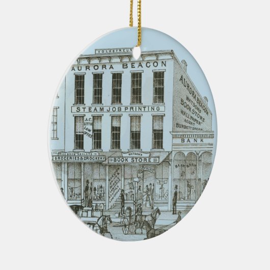 オーロライリノイ州オーロラビーコンニュース1871石リッツ セラミックオーナメント (右)