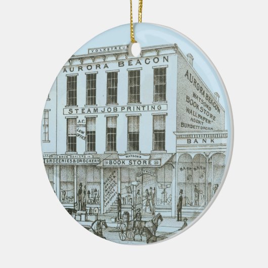 オーロライリノイ州オーロラビーコンニュース1871石リッツ セラミックオーナメント (左)