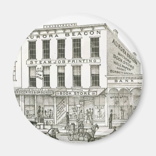 オーロライリノイ州オーロラビーコンニュース1871石リッツ マグネット (正面)