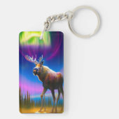 オーロラカラフルボレアリススカイの下でムース キーホルダー (裏面)