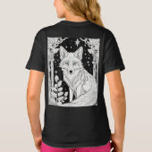 オーロラキツネキッズカラーリングティー – 白黒カート Tシャツ (裏面)