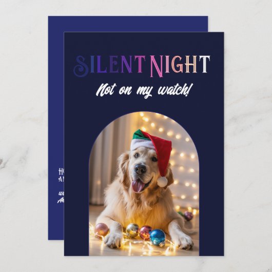 オーロラグローおもしろいペット犬のクリスマスフォト シーズンカード (正面/裏面)