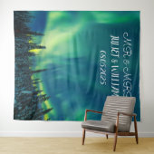 オーロラスクリプト Mr & Mrs ウェディングバックドロップバナー タペストリー (インサイチュ(横))