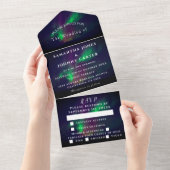 オーロラスターリーナイトスターズノーザンラ結婚イッツ オールインワン招待状 (貼ってはがせる)