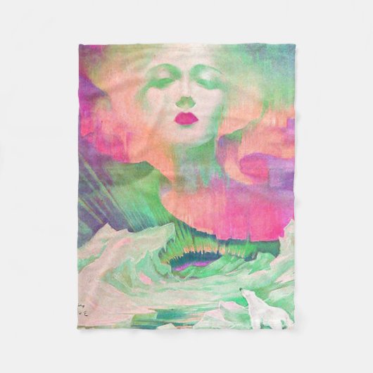 オーロラバイクリーブヘンリーカラフルピンク フリースブランケット (正面)