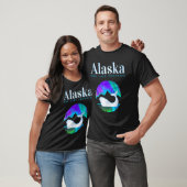 オーロラボア付きアラスカ北方灯オルカクジラ Tシャツ (ユニセックス)