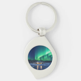 オーロラボレアの冬のキャビン キーホルダー