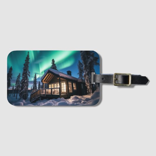 オーロラボレアの冬のキャビン ラゲッジタグ (正面横)