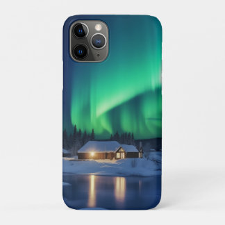 オーロラボレアの冬のキャビン iPhone 11 PROケース