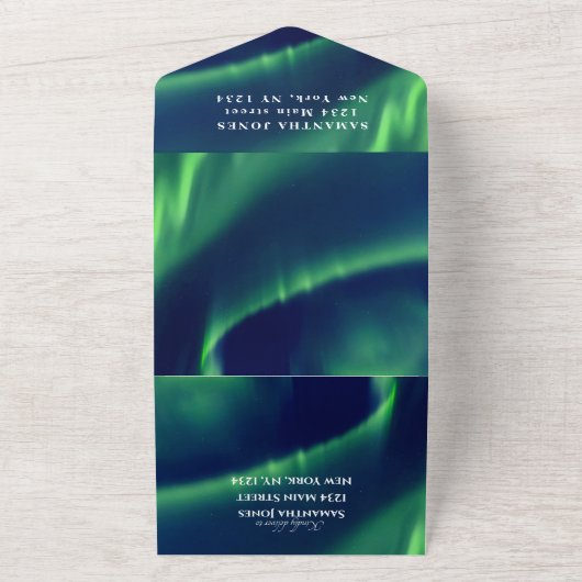 オーロラボレアリススウィート16かわいらしノーザンライトA オールインワン招待状 (外側)